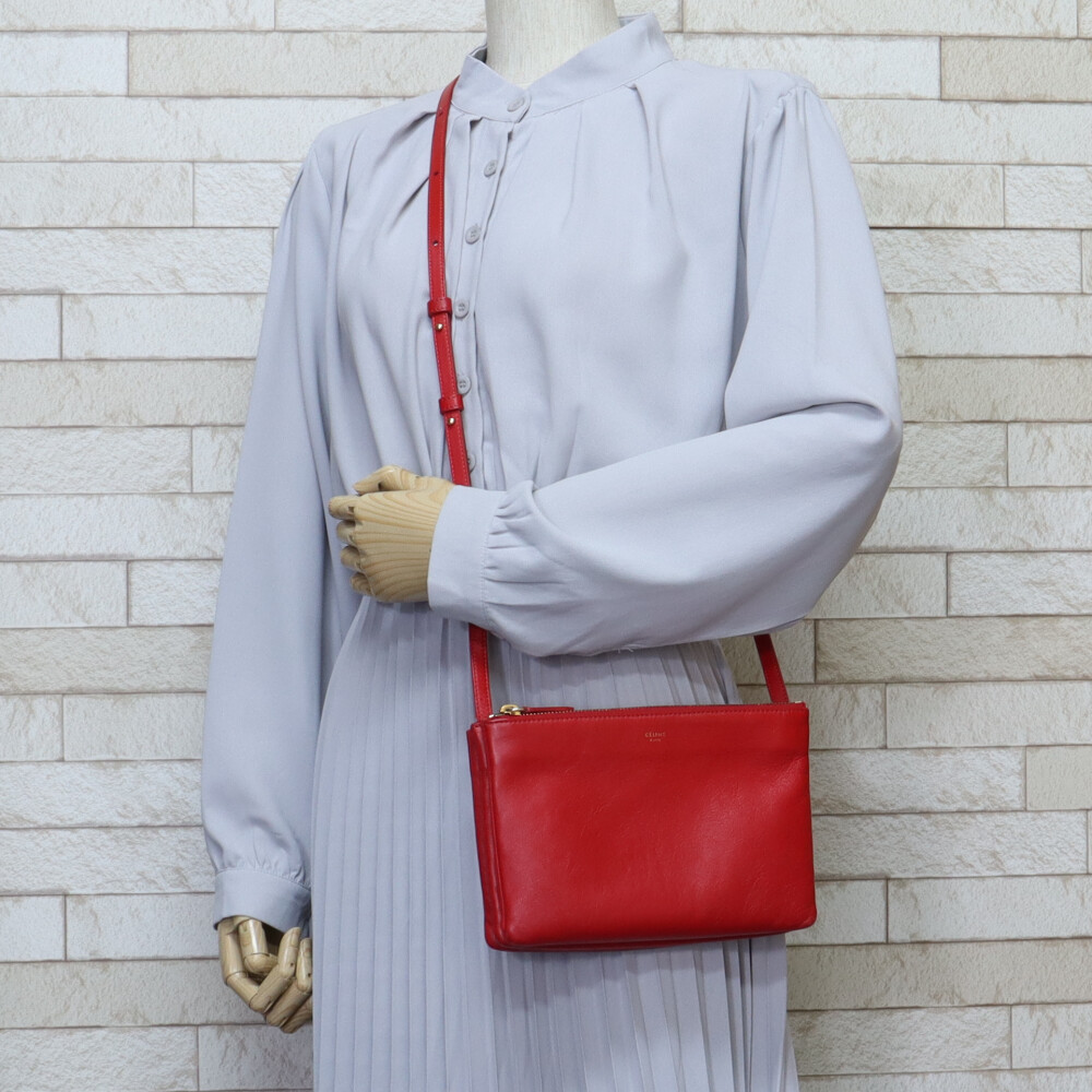 Celine Bag Small Red Trio Shoulder